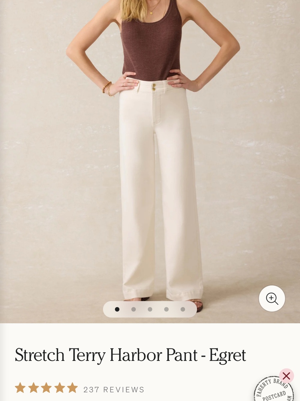 Faherty Cream High-Waist Trousers- Run small- SIZE 25, BUT FITS LIKE A SIZE 24
